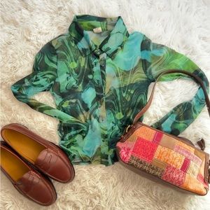 UO green see through shirt